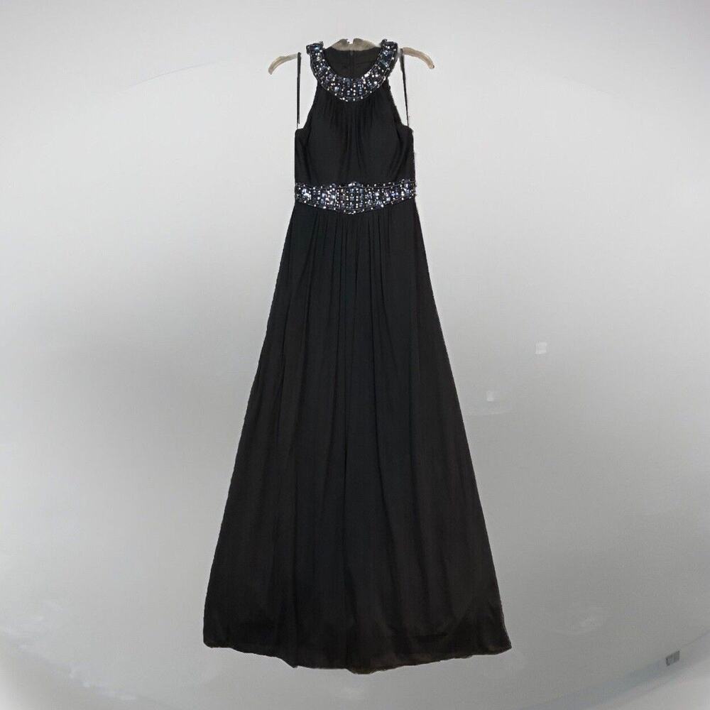 Stenay Formal Dress Women 8 Blue Sleeveless Grecian Beaded Neck & Waist Maxi